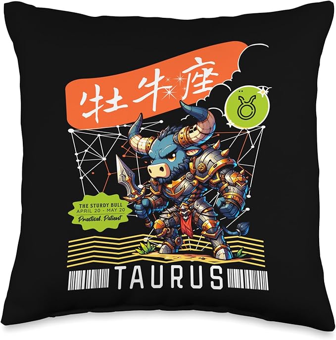 Kawaii Zodiac Sign Astrology Astrological Sign Taurus Throw Pillow - Taurus Pillow for men