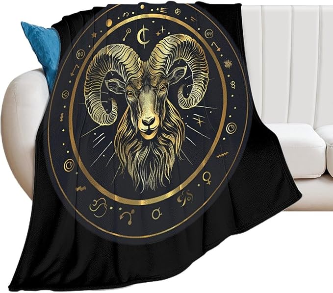 Aries Zodiac Sign Soft Throw Blanket Flannel Warm Lightweight Cozy Plush Blanket for Couch Sofa Bedroom Travel - Aries Blanket for men