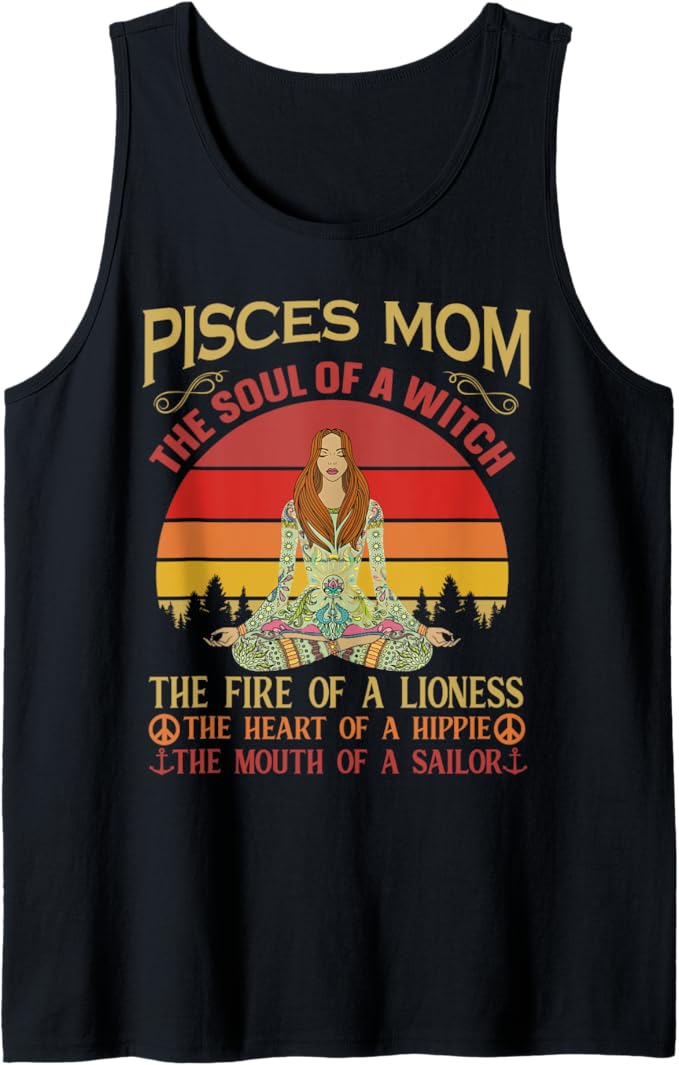 Pisces Mother Astrology Hippie Vibes Retro - Pisces T-Shirt for men