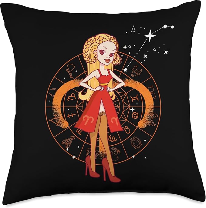 Zodiac Astrology Star Sign Aries Girl Throw Pillow - Aries Pillow for men