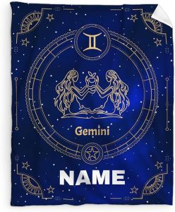 Custom Constellations Blanket, Gemini Zodiac Gift, Gemini Throw Blanket, 80" X 60" Adult Throw Blanket, Soft Horoscope Astrology Theme Flannel Throw Blankets for Living Room, Bed Home Decor - Gemini Blanket for men