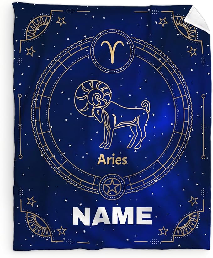 Custom Aries Horoscope Astrology Flannel Throw Blanket, Constellation Gifts for Girls Boys, 50"X40", Soft Aries Gift for Birthday, Christmas - Aries Blanket for men