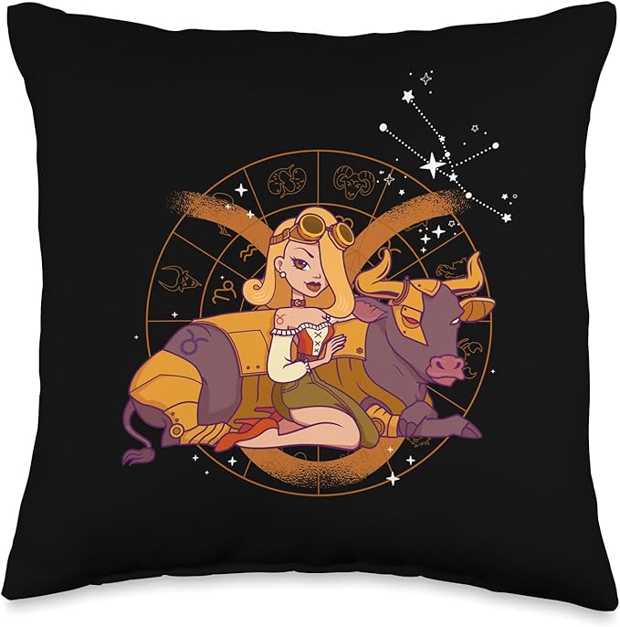 Zodiac Astrology Star Sign Taurus Girl Throw Pillow - Taurus Pillow for men