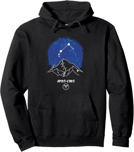 Zodiac Sign With Mountain, Aries Pullover Hoodie - Aries Hoodie for men