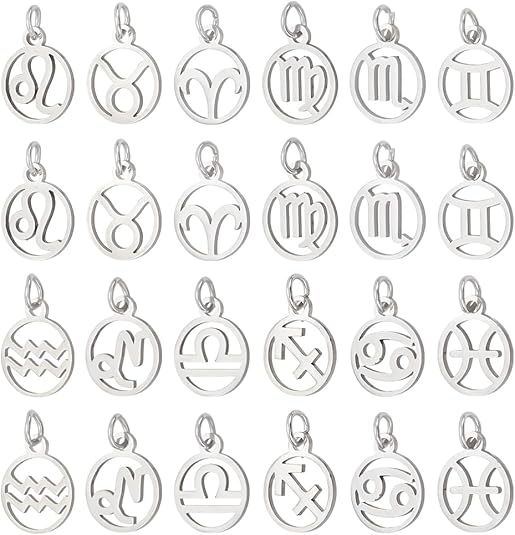 24pcs 304 Stainless Steel Zodiac Sign Constellation Charms for DIY Jewelry Making - Aries Bracelet for men