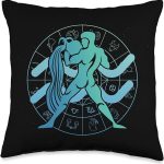 Zodiac Aquarius with Zodiac Wheel Throw Pillow - Aquarius Pillow for men