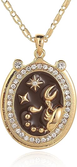 Zodiac Necklace for Women 18K Gold Astrology Jewelry Enamel Constellation Pendant CZ Pearl Jewelry Birthday Gifts for Women,Necklace for Wife Daughter Mom and Sister - Scorpio Accessories for men