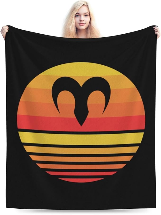 Zodiac Sign Aries Symbol Throw Blanket for Couch 50"x40" Soft Cozy Blanket Lightweight Flannel Blanket - Aries Blanket for men