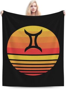 Zodiac Sign Gemini Symbol Throw Blanket for Couch 50"x40" Soft Cozy Blanket Lightweight Flannel Blanket - Gemini Blanket for men