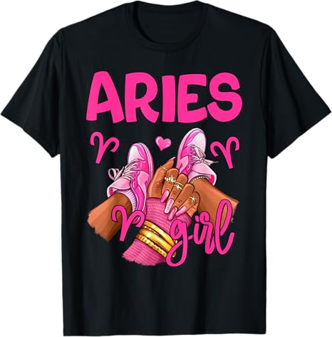 Aries Girl Birthday Queen Women Sneakers Zodiac Sign T-Shirt - Aries T-Shirt for men