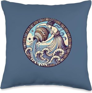 Aquarius Goddess Zodiac Artwork Aquarius Throw Pillow - Aquarius Pillow for men