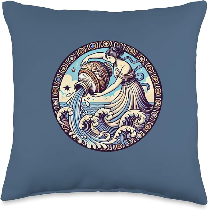 Aquarius Goddess Zodiac Artwork Aquarius Throw Pillow - Aquarius Pillow for men