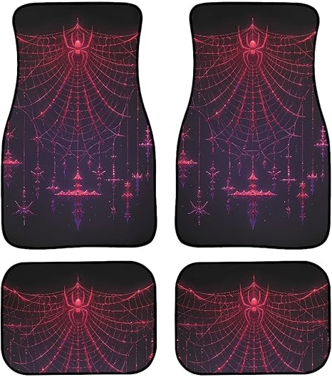 Gothic Spider Pattern 4 Pieces Car Floor Mats Christian Cross Print Fit Car Floor 1st & 2nd Row Floor Auto Interior Mats All Weather for Car SUV Truck - Aries Car Floor Mat for men