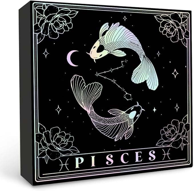 Pisces Gifts For Women, Zodiac Gifts For Women, Pisces Gifts, Wooden Box Sign with Pisces Signs, Astrology Gifts For Women Friend Bestie, Birthday Zodiac Gifts, Horoscope Spiritual Gifts - Pisces Canvas for men