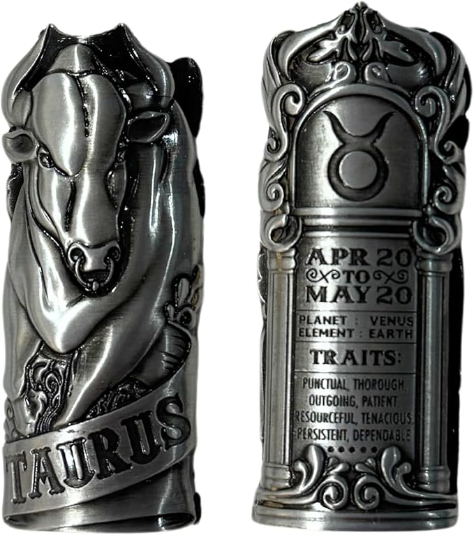 Taurus Zodiac Sign Pewter Metal Lighter Case, Fits BIC Lighters - Taurus for men