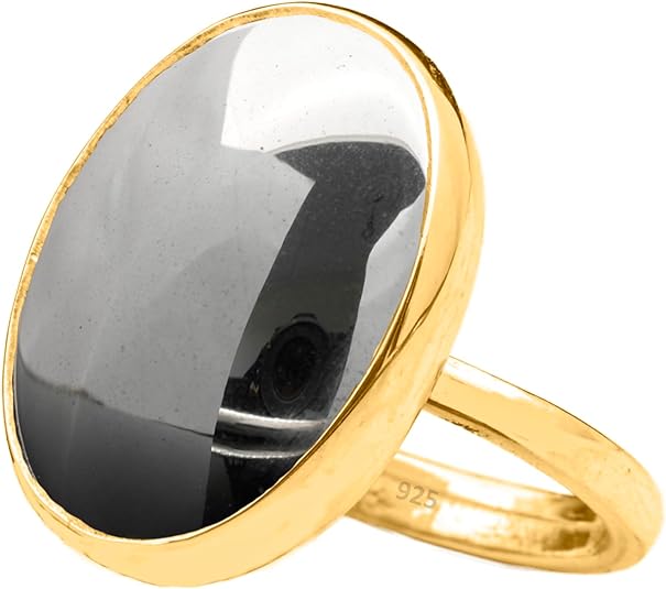 Natural Amazonite Crystal Ring 24K Gold Vermeil 925 Sterling Silver Oval Solitaire Gemstone Dainty Perseverance Crystal Virgo Wealth Statement Ring Handmade Turkish Fine Jewelry - Aries Ring for men