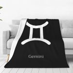 Gemini Sign Fleece Blanket 80"x60" Black - Lightweight Plush Fuzzy Cozy Super Soft Warm Throw Blanket for Bed, Sofa, Couch, Travel, Camping - Gemini Blanket for men