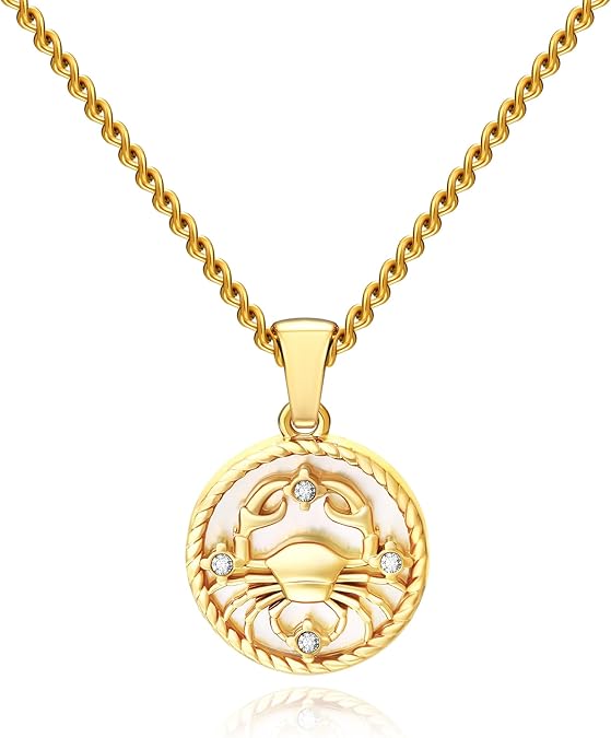 18K Gold Plated Zodiac Necklace for Women, Zodiac Pendant Necklace Dainty Constellation Charm Jewelry Unique Birthday Gift for Women - Aries Necklace for men