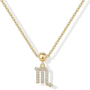 PAVOI 14K Gold Plated Dainty Zodiac Necklace with Charms - Adjustable Chain Gold Charm Zodiac Necklaces for Women - Small Astrology Removable Pendants - Cute Jewelry Gifts - Scorpio Products for men