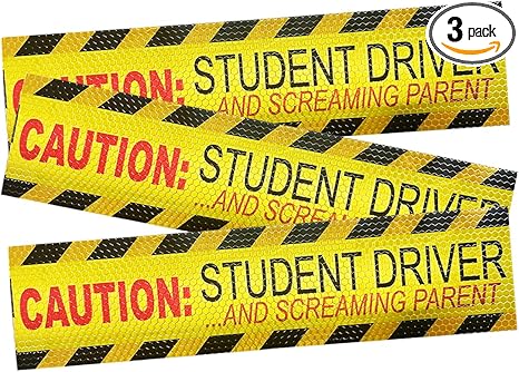 3PCS Car Magnetic Sticker, Magnetic Student Driver Sticker Safety Warning Sign, Caution Student Driver and Screaming Parent, Rookie Driver Reflective Funny Bumper Stickers (Pattern 1) - Aries Sticker for men