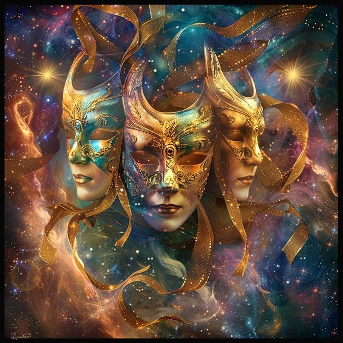 Zodiac Sign Gemini Shining Mask 5D Diamond Art Painting Full Square Drill Diamond Art Painting by Number Kits for Adults Mosaic Cross Stitch for Wall Decor 14x14inch(6) - Gemini Canvas for men