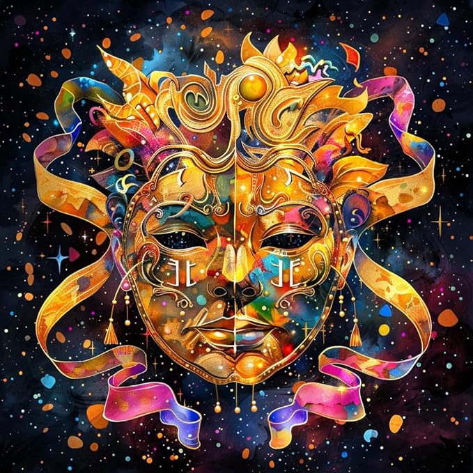 Zodiac Sign Gemini with Golden Mask 5D Diamond Art Painting Full Square Drill Diamond Art Painting by Number Kits for Adults Mosaic Cross Stitch for Wall Decor 14x14inch(3) - Gemini Canvas for men