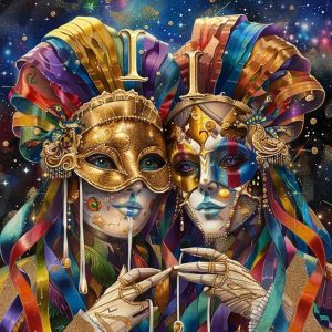 Zodiac Sign Gemini with Golden Mask 5D Diamond Art Painting Full Square Drill Diamond Art Painting by Number Kits for Adults Mosaic Cross Stitch for Wall Decor 14x14inch（2） - Gemini Canvas for men