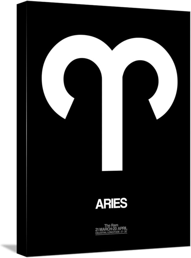ART.COM Stretched Canvas Print Aries Zodiac Sign White by NaxArt, 12" x 16" - Aries Canvas for men