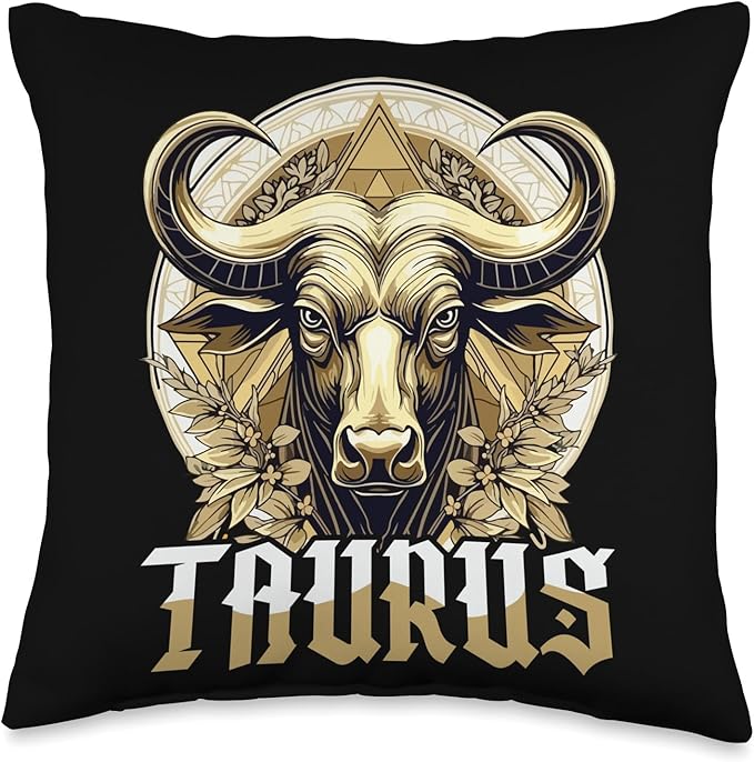 Taurus Zodiac Sign & Star Sign Taurus Throw Pillow - Taurus Pillow for men