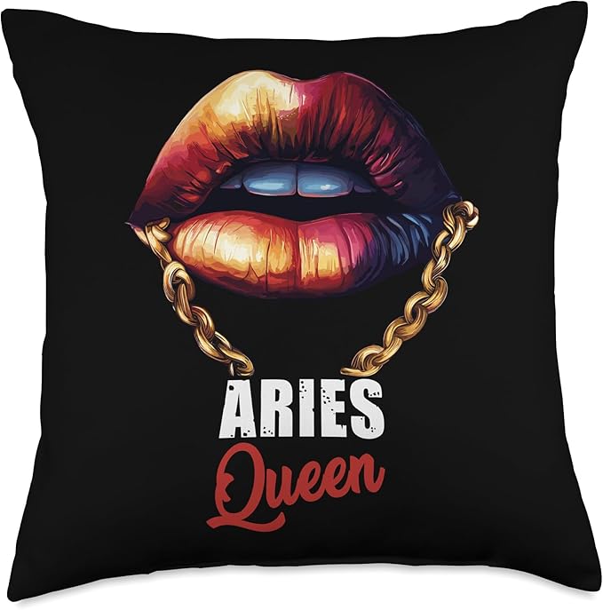 Aries Queen Zodiac April May Birthday Funny Aries Sign Throw Pillow - Aries Pillow for men