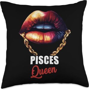 Pisces Queen Zodiac Birthday Funny Pisces Sign Throw Pillow - Pisces Pillow for men