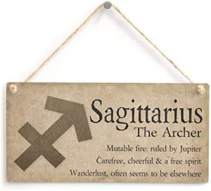 Sagittarius The Archer - Beautiful Spiritual Gift Astrology Sign of The Zodiac Wooden Hanging Sign Plaque 6"x12" - Sagittarius Home Decor for men