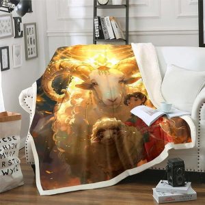 Erosebridal Aries Blanket,3D Animal Print Throw Blanket Baby,Anime Themed Fleece Blanket for Kids Boys Girls,Brave Power Sherpa Blanket Decor - Aries Blanket for men