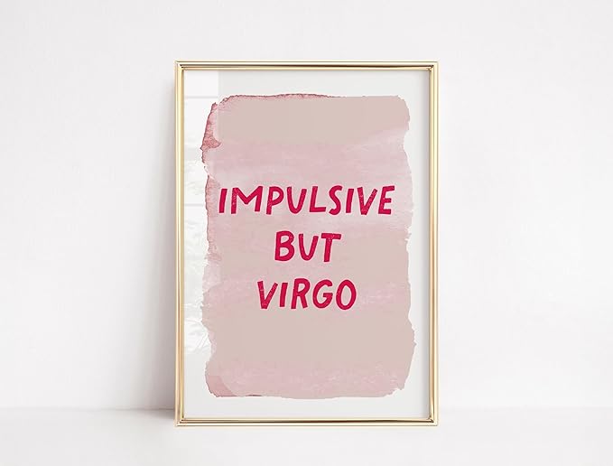 Virgo Funny Poster, Typography Quote Pink Zodiac print, wall art, living room, college dorms, Bedroom decor Horoscope Minimalist,61 - Virgo Poster for men