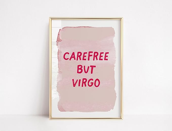 Virgo Funny Poster, Typography Quote Pink Zodiac print, wall art, living room, college dorms, Bedroom decor Horoscope Minimalist,62 - Virgo Poster for men