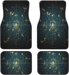 Zodiac Constellation Space 4-Piece Front & Rear Car Floor Mats - Universal Fit, All-Weather Protection, Stylish Design - Virgo Car Floor Mat for men