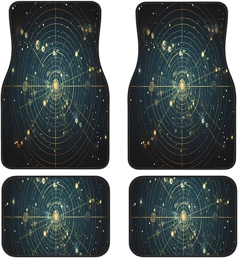 Zodiac Constellation Space 4-Piece Front & Rear Car Floor Mats - Universal Fit, All-Weather Protection, Stylish Design - Virgo Car Floor Mat for men