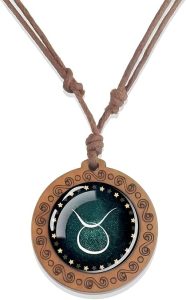 12 Zodiac Signs Constellation Necklaces Glass Dome Vintage Wood Pendant Rope Chains Necklace For Women Men - Constellation Necklace Horoscope Jewelry - Taurus Products for men