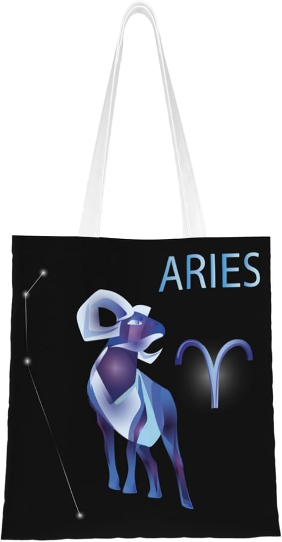 Aries Zodiac Sign Tote Bag for Women Canvas Tote Bags Reusable Shopping Bags Use For Shopping The Tote Bag,Grocery Bags,DIY Gift Bags - Aries Canvas for men