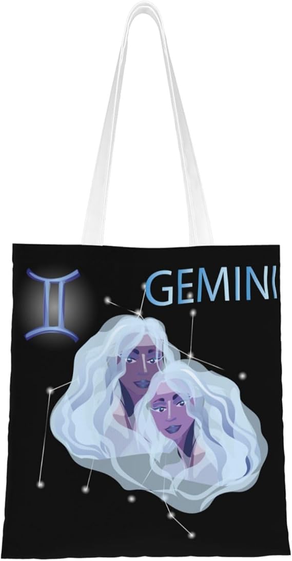 Gemini Zodiac Sign Tote Bag for Women Canvas Tote Bags Reusable Shopping Bags Use For Shopping The Tote Bag,Grocery Bags,DIY Gift Bags - Gemini Canvas for men