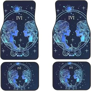 Zodiac Gemini Car Floor Mats Front & Rear Liners Set Auto Floor Mats 4pcs Full Set Car Anti-Slip Rubber Floor Mats Universal Fit SUV,Vans,Sedans,Trucks - Virgo Car Floor Mat for men