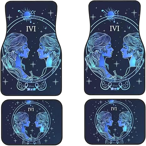 Zodiac Gemini Car Floor Mats Front & Rear Liners Set Auto Floor Mats 4pcs Full Set Car Anti-Slip Rubber Floor Mats Universal Fit SUV,Vans,Sedans,Trucks - Virgo Car Floor Mat for men
