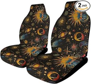 Car Seat Covers Zodiac Symbols Moon Car Accessories Front Seat Covers Auto Seat Protectors Universal Fit for Vehicle Sedan SUV and Truck, 2 Pcs - Aquarius Car Seat Cover for men