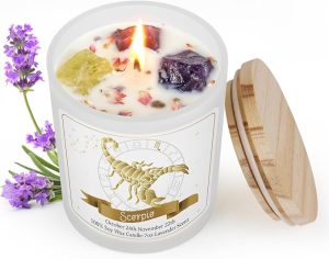 Scorpio Gifts for Women,Zodiac Scented Candles with Crystals and Healing Stones,Scorpio Gifts for Birthday,Graduation,Retirement,Meditation Yoga.Best Gift for Her,Mom,Sister,Teacher,Friends - Scorpio Products for men