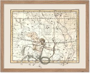 Monem Art Sagittarius Zodiac Sign Poster - Great Vintage Zodiac Poster, Astrology and Aptitude Vintage Home Wall Decor for Astrology Enthusiasts, 11x14 Beige Framed - Sagittarius Home Decor for men