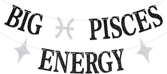 Big Pisces Energy Banner, Pisces Birthday Bunting Sign, 12 Constellation Zodiac Birthday Party Decorations - Pisces Canvas for men