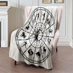 Winter Flannel Throw Blanket for Women Zodiac Round Black Horoscope On White Astronomy Circle Capricorn Sun Wheel Aquarius Archer Aries Blanket for Couch, Plush Cozy Reversible Bed Blanket 40x50 - Aries Blanket for men