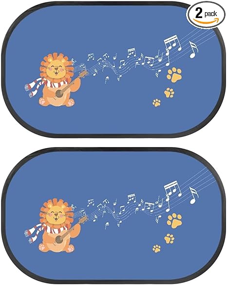 Car Side Window Sun Shade 20.5"x13.6" Unique Printing Car Sunshade for UV and Sun Glare Protection Car Travel Accessories Suitable for Most Cars Easy to Store Musical Lion Pattern - Aries Car Ornament for men