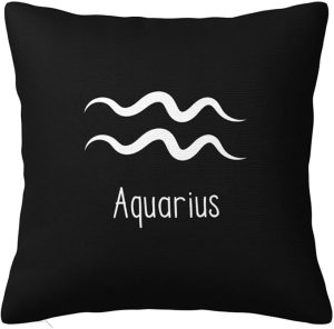 Aquarius Sign Pillow Cover Double Sided Plush Square Throw Pillow Cover, for Sofa Bedroom Livingroom Decoration 12"x12" - Aquarius Pillow for men