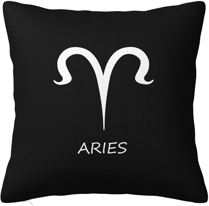 Aries Sign Pillow Cover Double Sided Plush Square Throw Pillow Cover, for Sofa Bedroom Livingroom Decoration 20"x20" - Aries Pillow for men